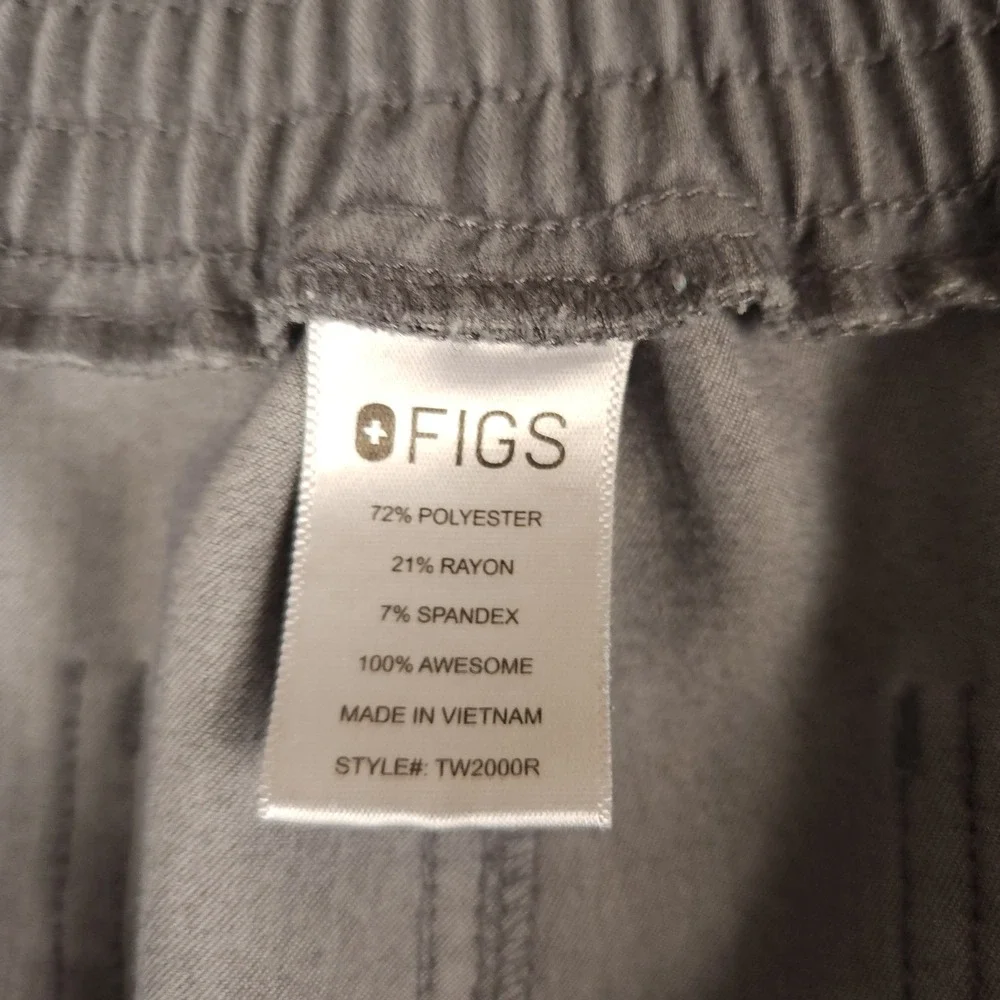 FIGS Technical Collection Scrub Pants Mens Large Grey Teal Drawstring